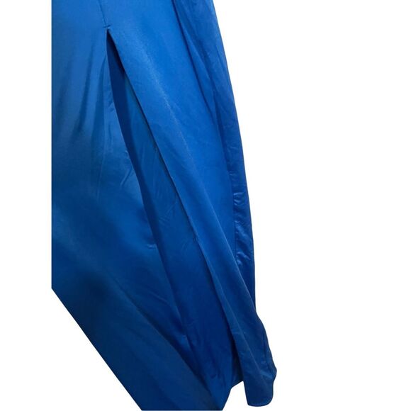 NWT Oh Polly AMALDA Slinky Jersey Plunge Hardware Detail Maxi Dress Cobalt Blue - Picture 11 of 12